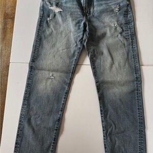 Men's American Eagle Slim Straight Distressed Blue Jeans